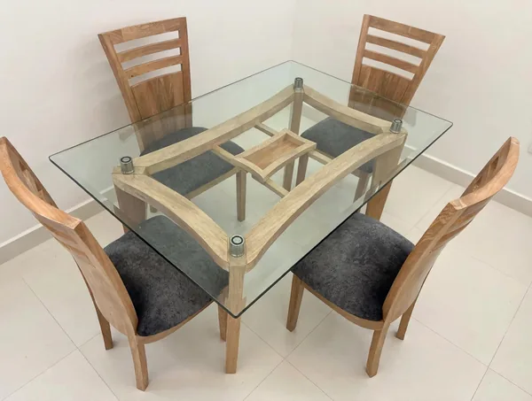 Comedor Madera Clara 4 Puestos Gris de Elegant House