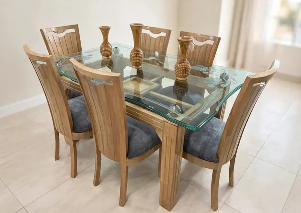 Comedor Madera Clara 6 Puestos Gris de Elegant House